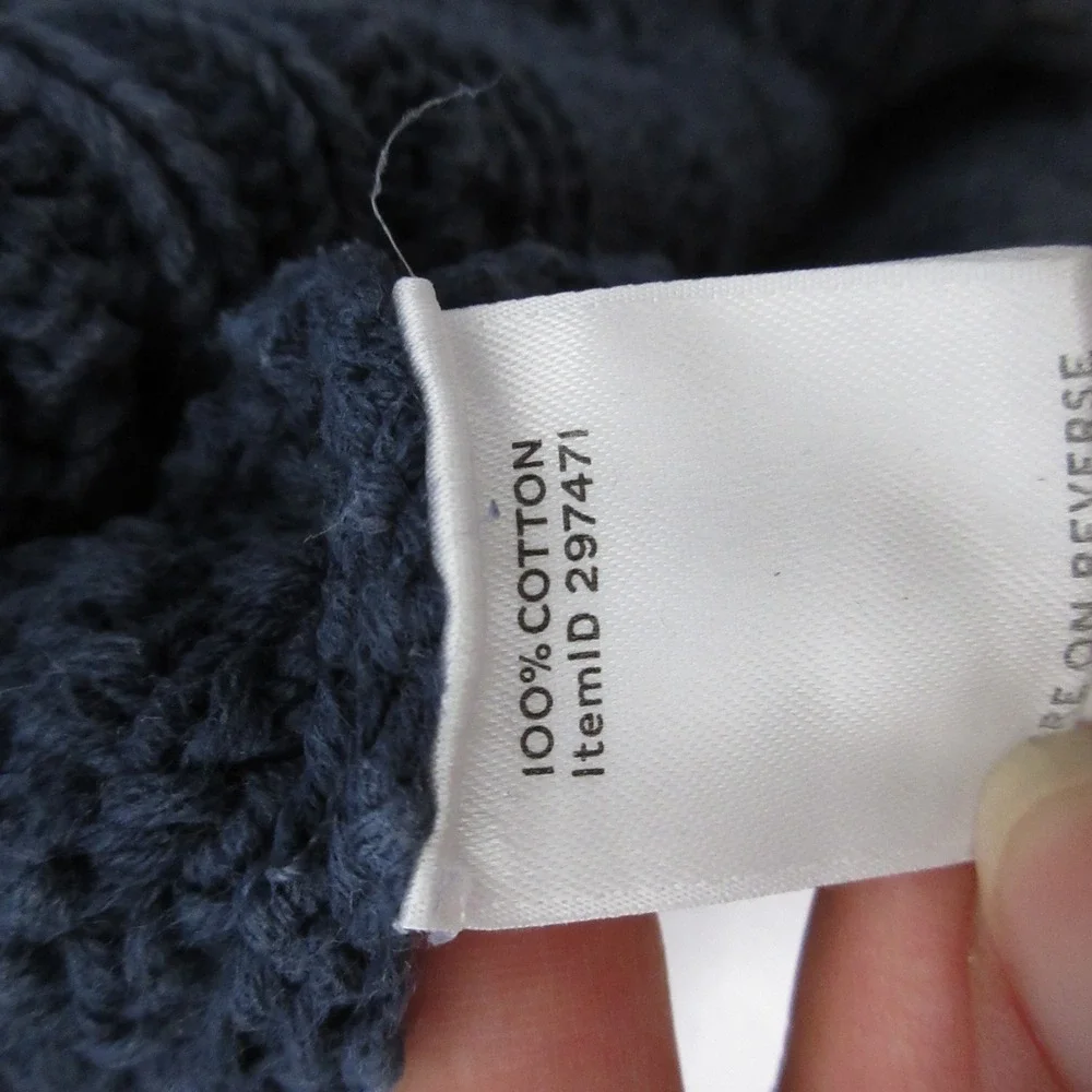 LL Bean Signature Sweater Tunic Women Medium Blue Cable‎ Knit Cotton Fisherman